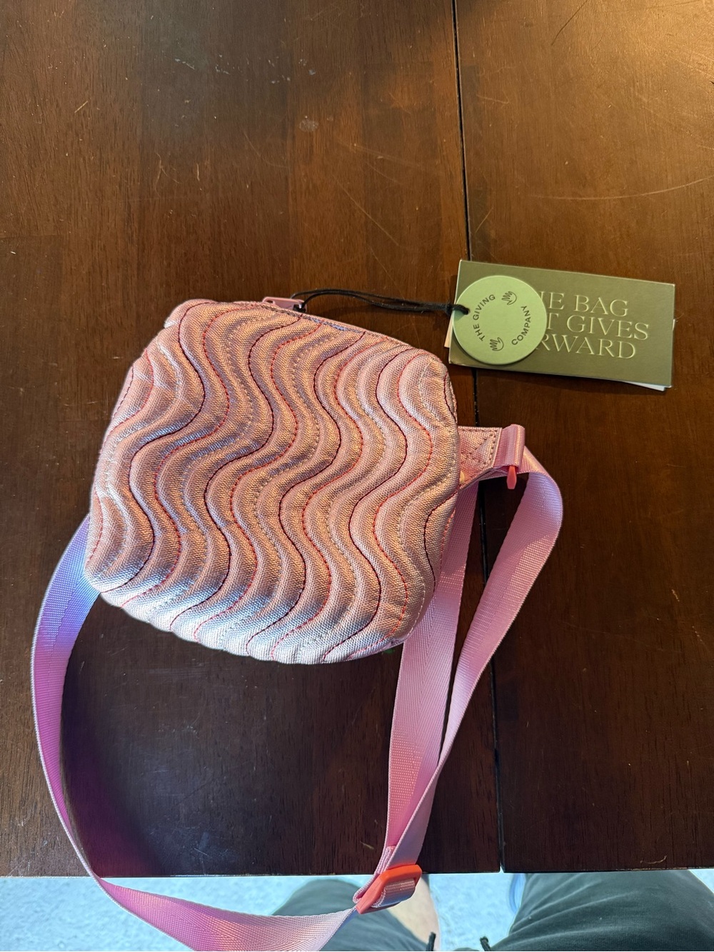 Pink Quilted Wave Crossbody Bag - Brand:
